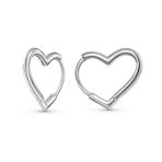 Heart Shaped Mini Hoop Huggie Earrings Silver .75 Inch - Image 2
