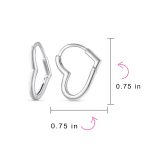 Heart Shaped Mini Hoop Huggie Earrings Silver .75 Inch - Image 4