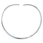 Simple Charm Pendant Slider Contoured Choker Collar Necklace .925 Silver Sterling 2MM
