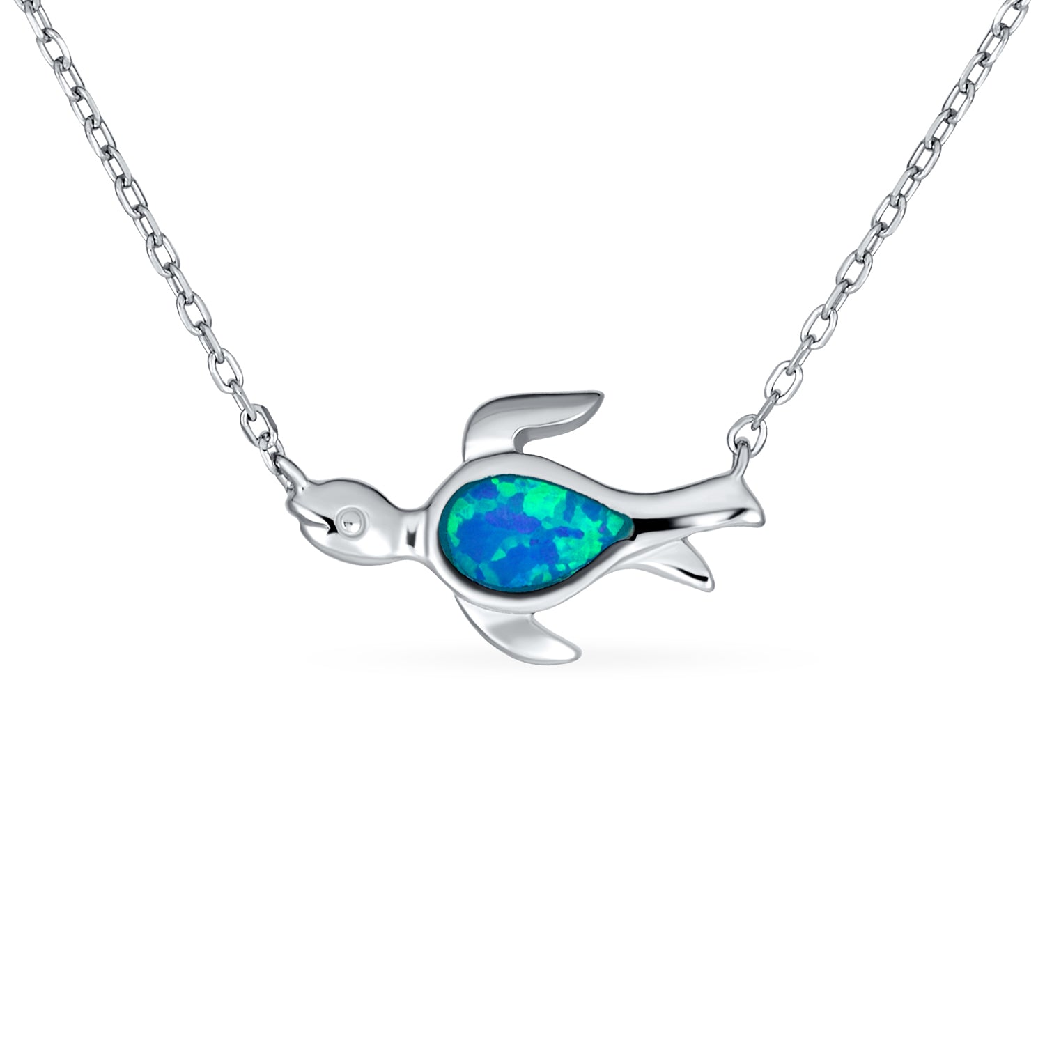 simple-nautical-opal-turtle-sideways-xny-ns0222a1_01 Delicate Nautical Blue Opal Sea Turtle Pendant Necklace in Sterling Silver - Image 1