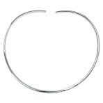 Simple Charm Pendant Slider Contoured Choker Collar Necklace .925 Silver Sterling 2MM - Image 2