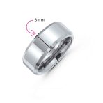 Simple Polished Titanium Wedding Band Ring Beveled Edge Silver Tone Comfort Fit - Image 3
