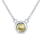 Silver Bezel-Set Round CZ Solitaire Pendant Necklace 2ct