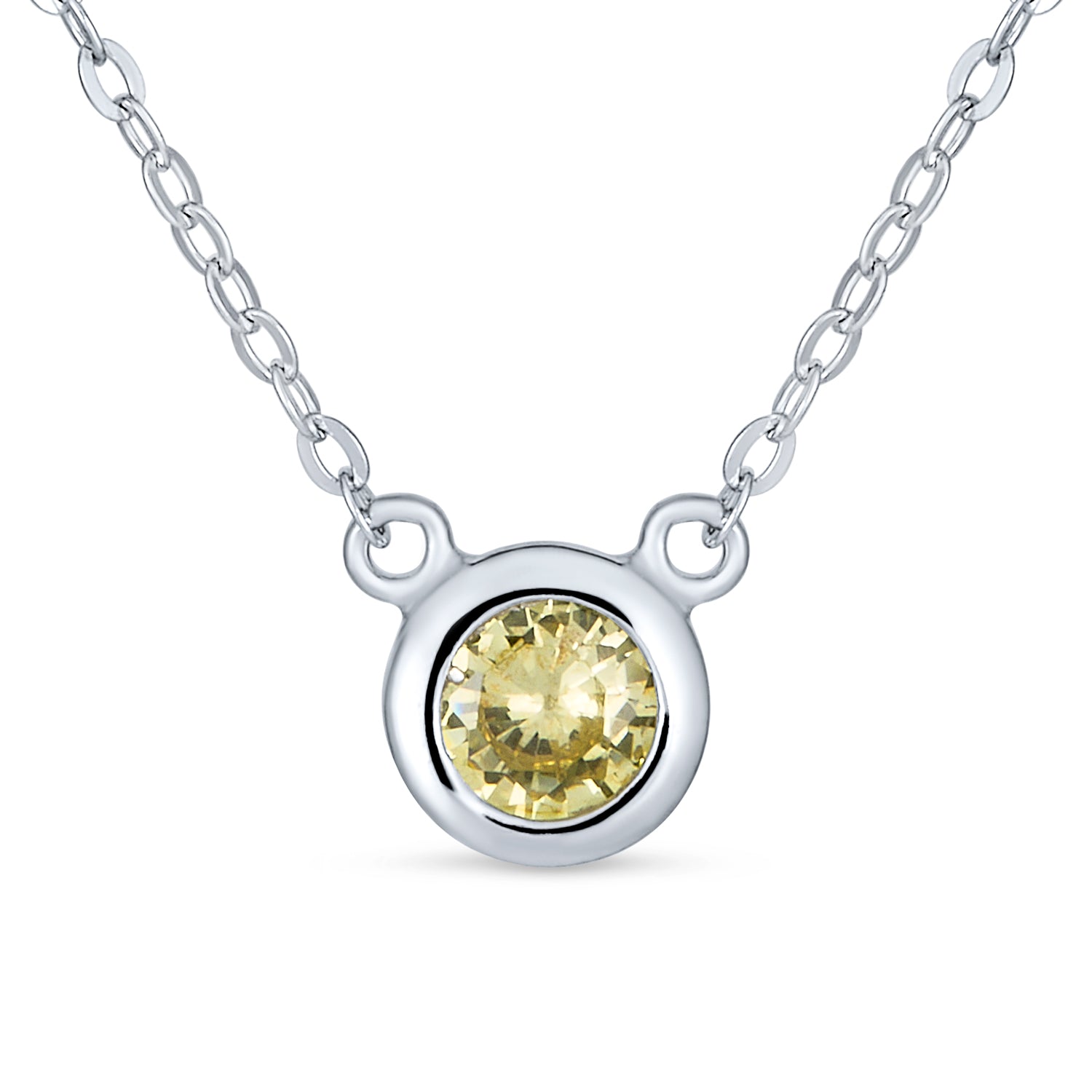 simple-round-bezel-solitaire-pendant-oa-51ola77-5m_111 Silver Bezel-Set Round CZ Solitaire Pendant Necklace 2ct - Image 1