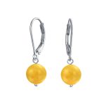 Simple Gemstone 8MM Drop Ball Earrings Secure Hinge Lever Back Sterling Silver - Image 12