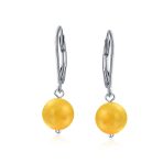Simple Gemstone 8MM Drop Ball Earrings Secure Hinge Lever Back Sterling Silver - Image 28