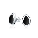 Teardrop Blue Turquoise Stud Earrings in Sterling Silver, Semi-Precious Gemstone
