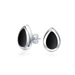Teardrop Blue Turquoise Stud Earrings in Sterling Silver, Semi-Precious Gemstone