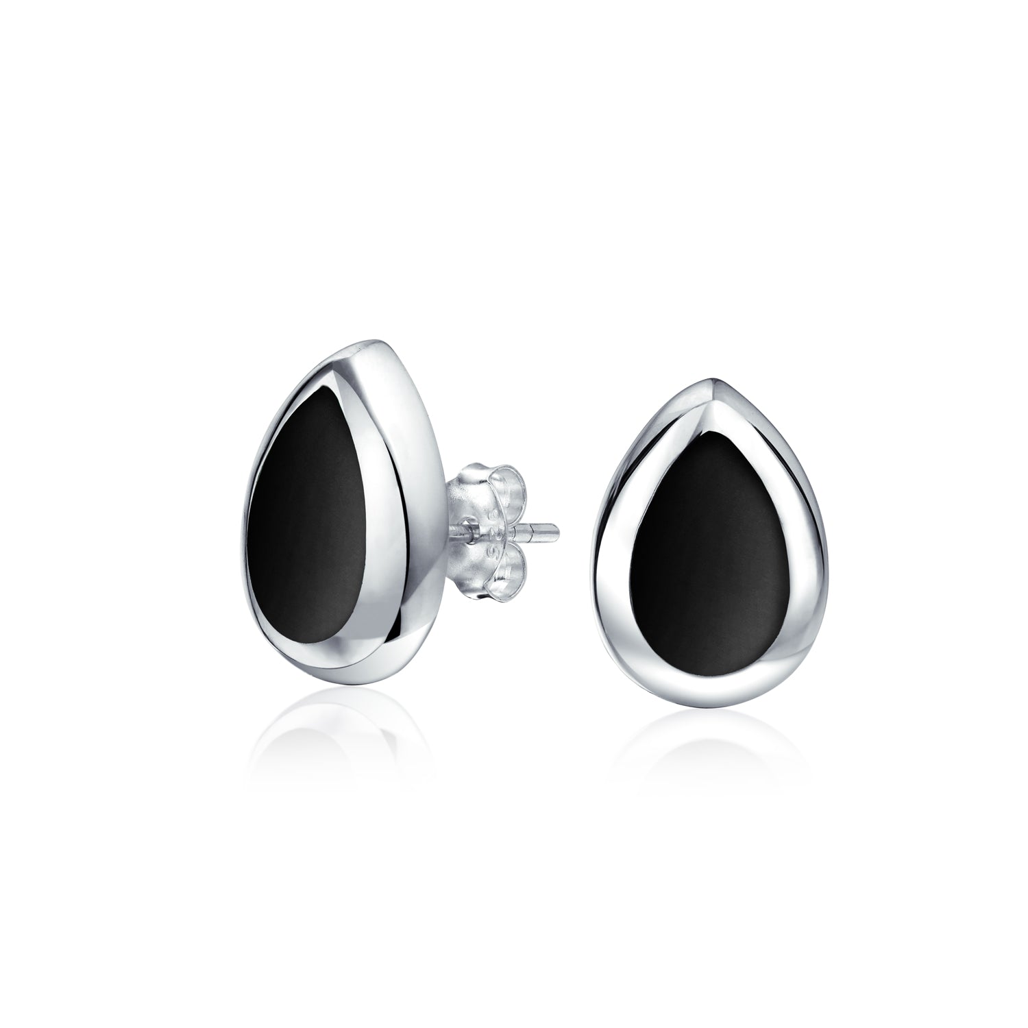 simple-semi-precious-gemstone-onyx-sstr-etq375-az_1 Teardrop Blue Turquoise Stud Earrings in Sterling Silver, Semi-Precious Gemstone - Image 1