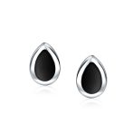 Teardrop Blue Turquoise Stud Earrings in Sterling Silver, Semi-Precious Gemstone - Image 2