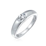 Modern Minimalist .50 CT CZ Round Solitaire Engagement Ring in Sterling Silver - Image 2