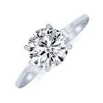 Classic 3CT Round CZ Round Solitaire Engagement Ring Baguette Side Stones Band .925 Sterling Silver