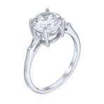 Classic 3CT Round CZ Round Solitaire Engagement Ring Baguette Side Stones Band .925 Sterling Silver - Image 2