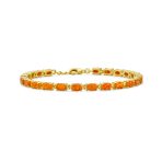 Solitaire Round Created Opal Tennis Bracelet Sterling Silver - Image 5