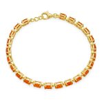 Solitaire Round Created Opal Tennis Bracelet Sterling Silver - Image 10