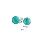 8MM Natural Gemstone Drop Ball Earrings Silver Birthstone - Image 37