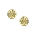 Simple Classic 10K Gold Drop Ball Earrings with Star Burst Design 5MM Studs - Image 2
