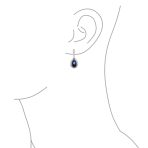 Solitaire Teardrop Halo Blue Green Red Cubic Zirconia CZ Pendant Necklace Earrings Jewelry Set - Image 14