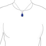 Solitaire Teardrop Halo Blue Green Red Cubic Zirconia CZ Pendant Necklace Earrings Jewelry Set - Image 17