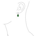 Solitaire Teardrop Halo Blue Green Red Cubic Zirconia CZ Pendant Necklace Earrings Jewelry Set - Image 16