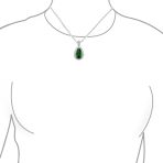Solitaire Teardrop Halo Blue Green Red Cubic Zirconia CZ Pendant Necklace Earrings Jewelry Set - Image 13