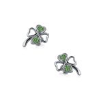Luck of the Irish CZ Stud Earrings: Celtic Shamrock Green Clover Charm - Image 3