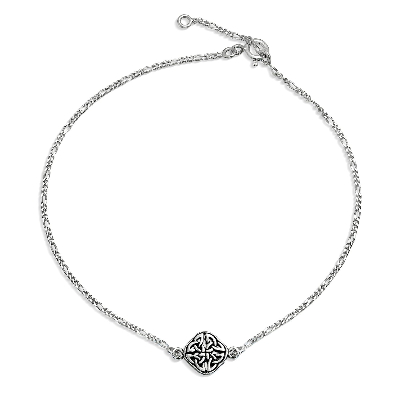 sivler-celtic-knot-bracelet-anklet-triquetra_ps-tbg727r-az_1 Knotwork Celtic Love Knot Anklet Ankle Bracelet .925 Sterling Silver Adjustable - Image 1