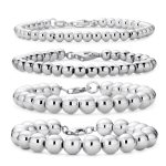 Traditional Light Weight .925 Sterling Silver Bead 4MM Ball Bracelet 7 Inch