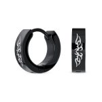 Laser Etched Guardian Angel Wings Mini Hoop Huggie Earrings Stainless Steel