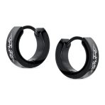 Laser Etched Guardian Angel Wings Mini Hoop Huggie Earrings Stainless Steel - Image 3