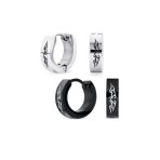Set of 2 Laser Etched Angel Wings Mini Hoop Huggie Earrings Stainless Steel