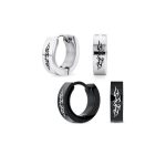 Set of 2 Laser Etched Angel Wings Mini Hoop Huggie Earrings Stainless Steel