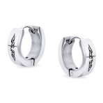 Laser Etched Guardian Angel Wings Mini Hoop Huggie Earrings Stainless Steel - Image 4