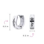 Laser Etched Guardian Angel Wings Mini Hoop Huggie Earrings Stainless Steel - Image 8