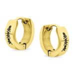 Set of 2 Angel Wings Gecko Lizard Hoop Huggie Earrings Black Gold Plated Steel - Image 2