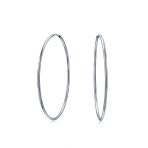 Thin Minimalist Hoop Huggie Earrings Sterling Silver Various Sizes - Image 2
