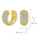 Wide 5 Five Row Pave Cubic Zirconia CZ Huggie Mini Hoop Earrings Gold Plated .925 Sterling Silver - Image 8