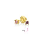 Set of 3 Tiny Blue Red Pink CZ Stud Earrings Gold Plated Sterling Silver - Image 16