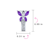 Majesty Butterfly Huggies Purple White CZ Hoop Earrings - Image 4