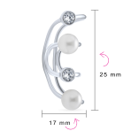 Geometric Spiral Wire Crystal Pearl Ear Cuff Cartilage Wrap Helix Earring Silver - Image 4