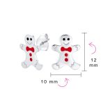 Small Fun Holiday Cartoon Christmas Gingerbread Man Stud Earrings Silver - Image 4