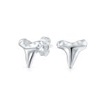 Set of 2 Mermaid Fin & Shark Tooth Stud Earrings Rose Gold Sterling Silver - Image 5