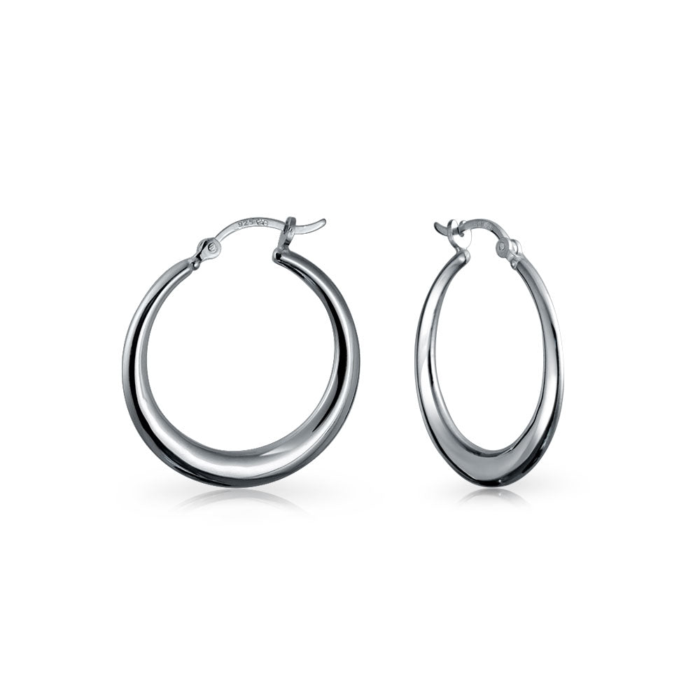 small-silver-circle-hoop-appl-g03256-az_afe94029-3ad0-4fb7-bf74-f8412256a655 Classic Simple Tapered Puff Tube Medium Hoop Earrings .925 Sterling Silver - Image 1