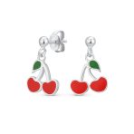 Watermelon Apple Pineapple Cupcake Strawberry Cherry Enamel Stud Earrings - Image 5