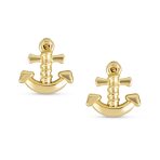 Petite Nautical Anchor Stud Earrings Genuine 14K Yellow Gold for Beach Vacations - Image 2