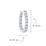 Classic Bridal Oval CZ Hoop Earrings Black Rose Gold Sterling Silver .60 Inch - Image 7