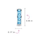 Aquamarine Blue Cubic Zirconia Baguette Cut CZ Huggie Mini Hoop Earrings .925 Sterling Silver - Image 14