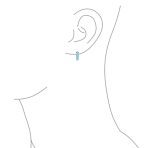 Aquamarine Blue Cubic Zirconia Baguette Cut CZ Huggie Mini Hoop Earrings .925 Sterling Silver - Image 10