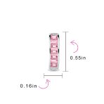 Set of 2 Baguette Cut Channel Set Blue & Pink CZ Hoop Earrings Sterling Silver - Image 5