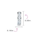 Aquamarine Blue Cubic Zirconia Baguette Cut CZ Huggie Mini Hoop Earrings .925 Sterling Silver - Image 13
